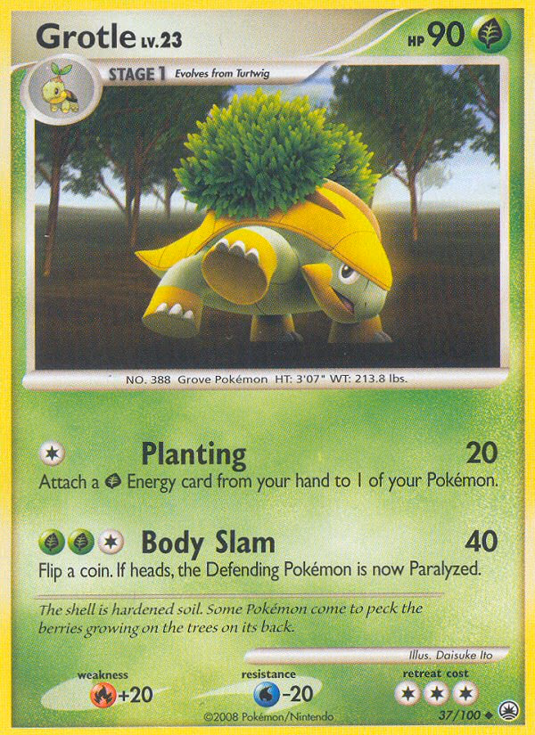Grotle Pokemon card (37/100, Majestic Dawn)