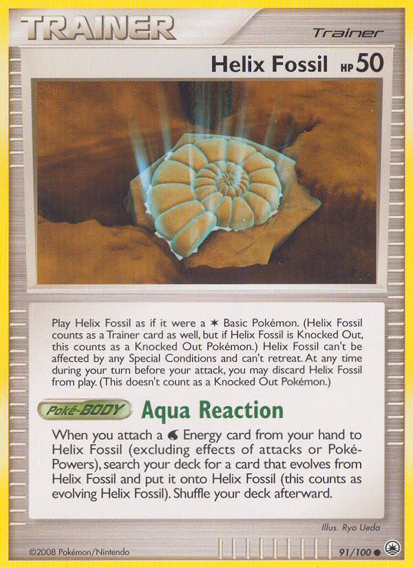 Helix Fossil Pokemon card (91/100, Majestic Dawn)