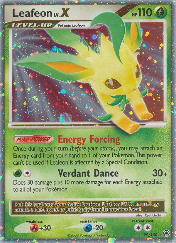 Leafeon LV.X Pokemon card (99/100, Majestic Dawn)