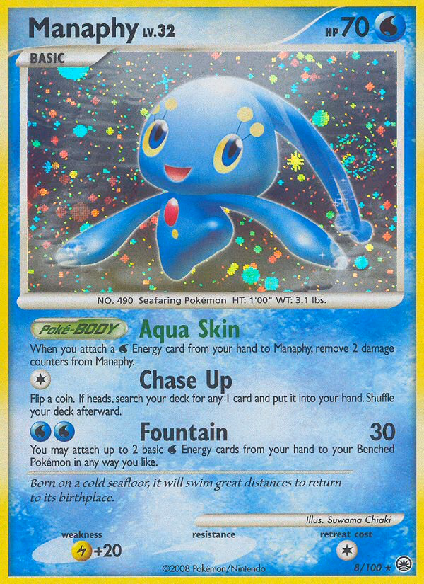 Manaphy Pokemon card (8/100, Majestic Dawn)