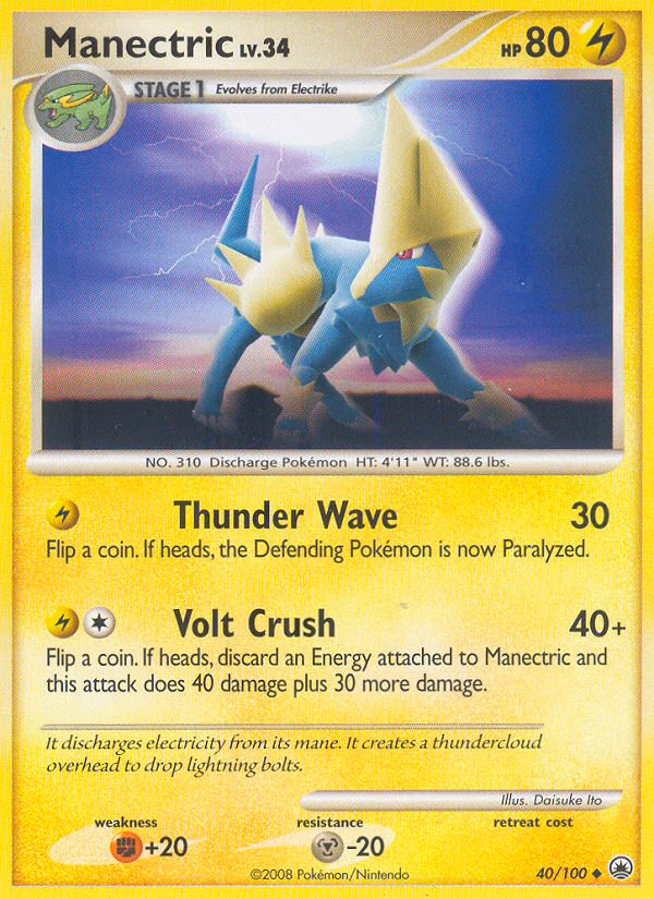 Manectric Pokemon card (40/100, Majestic Dawn)
