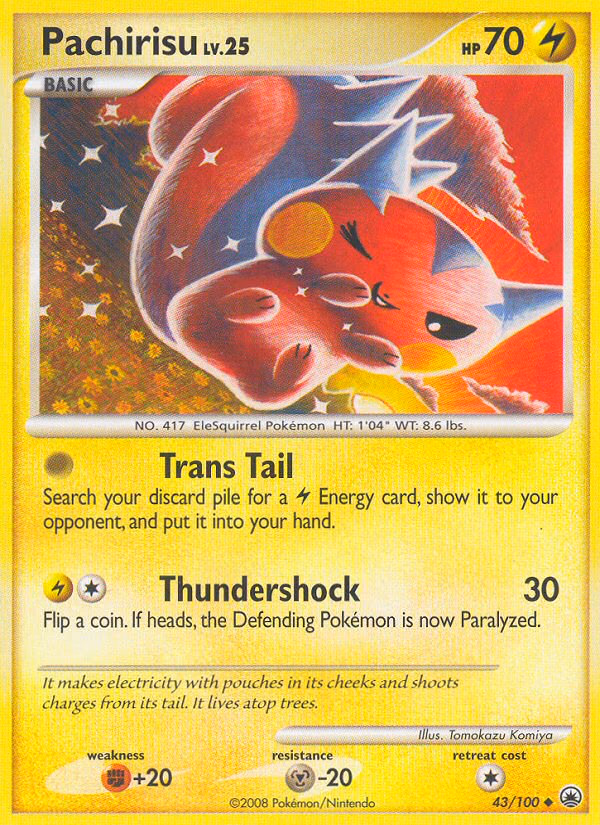 Pachirisu Pokemon card (43/100, Majestic Dawn)