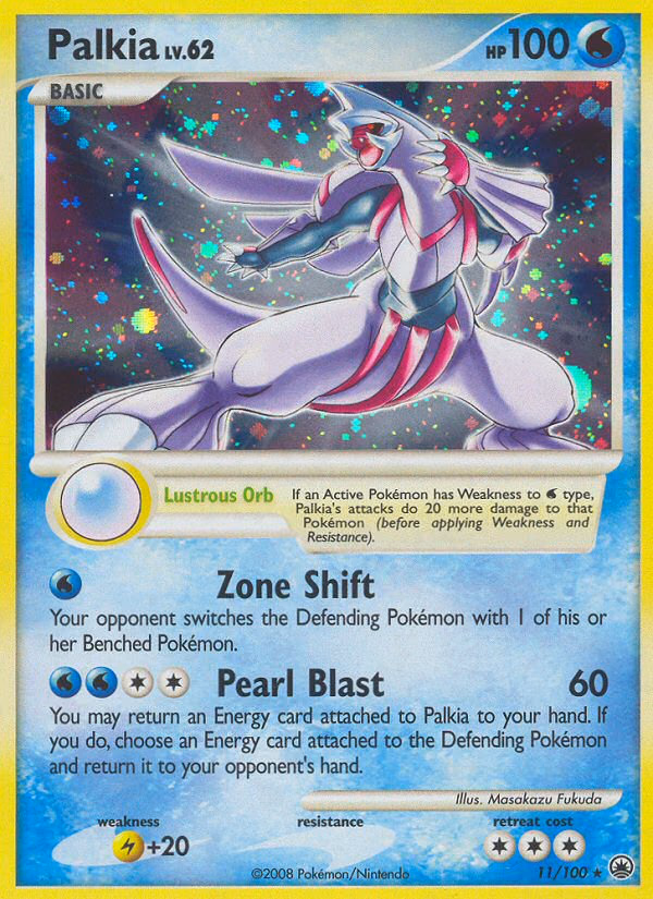 Palkia Pokemon card (11/100, Majestic Dawn)