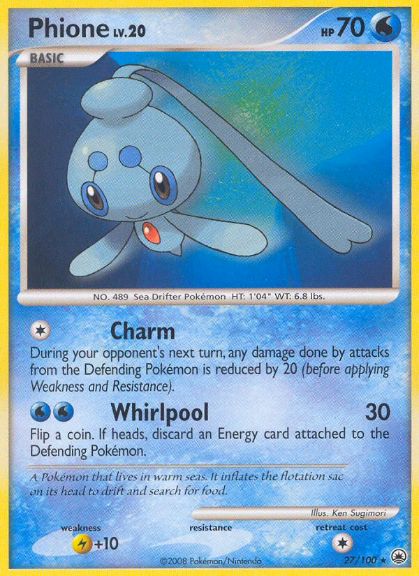 Phione Pokemon card (27/100, Majestic Dawn)