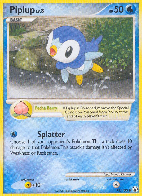 Piplup Pokemon card (72/100, Majestic Dawn)