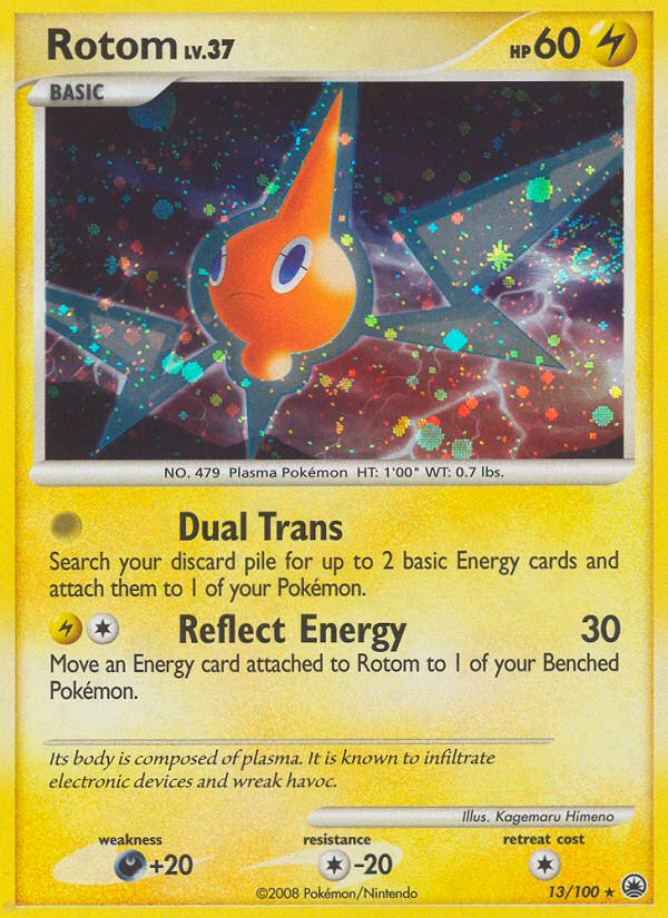 Rotom Pokemon card (13/100, Majestic Dawn)