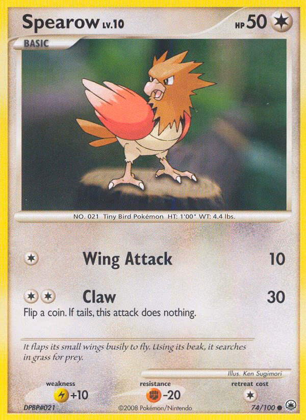 Spearow Pokemon card (74/100, Majestic Dawn)