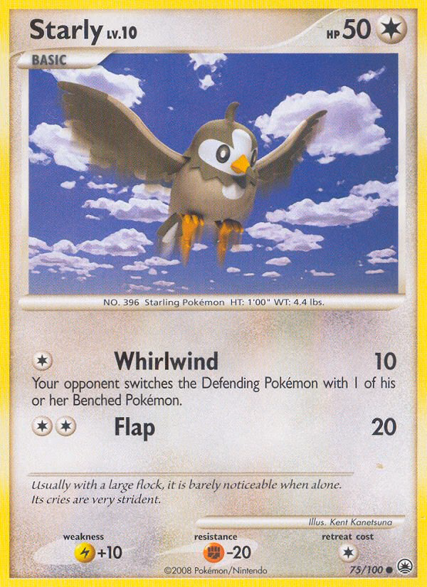 Starly Pokemon card (75/100, Majestic Dawn)