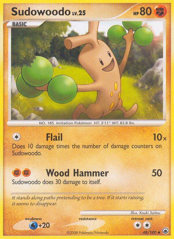 Sudowoodo Pokemon card (48/100, Majestic Dawn)