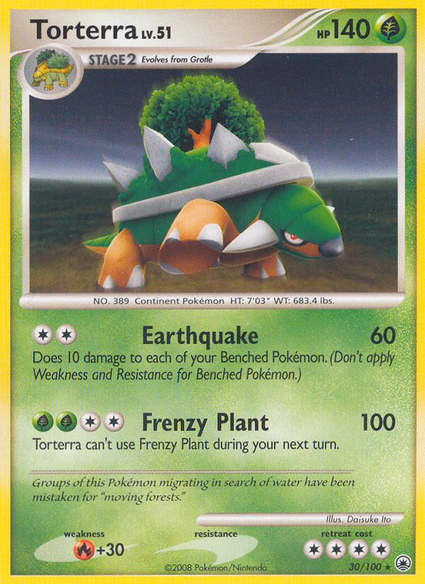 Torterra Pokemon card (30/100, Majestic Dawn)