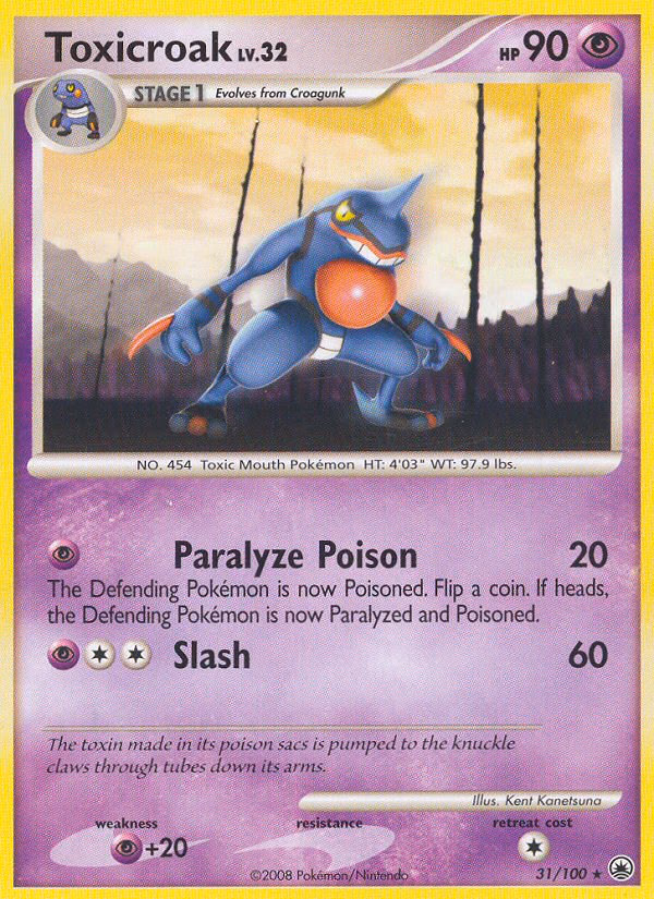 Toxicroak Pokemon card (31/100, Majestic Dawn)