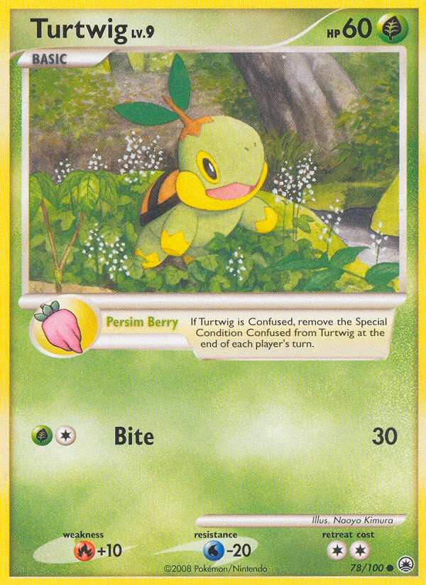 Turtwig Pokemon card (78/100, Majestic Dawn)