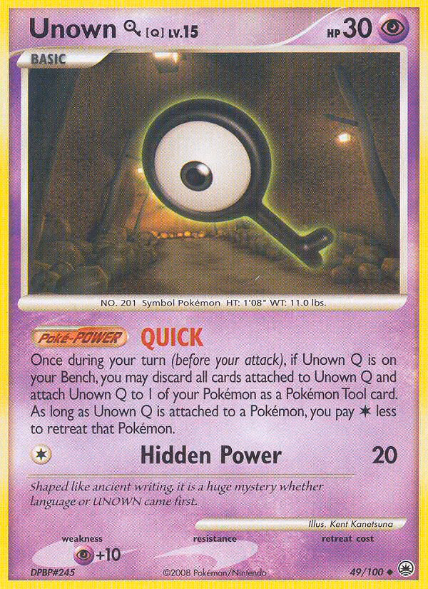 Unown [Q] Pokemon card (49/100, Majestic Dawn)