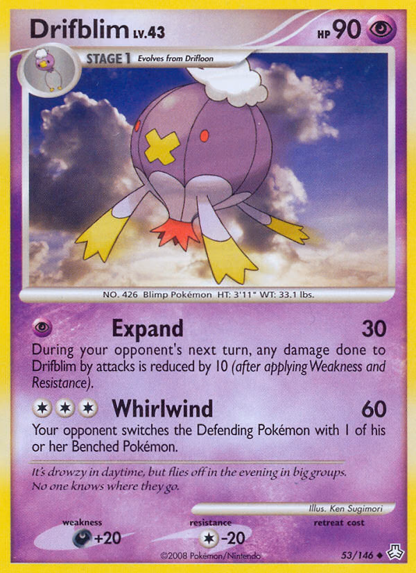 Drifblim Pokemon card (53/146, Legends Awakened)