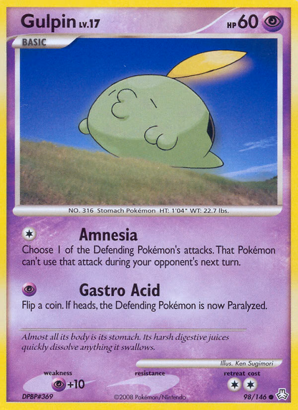 Gulpin Pokemon card (98/146, Legends Awakened)