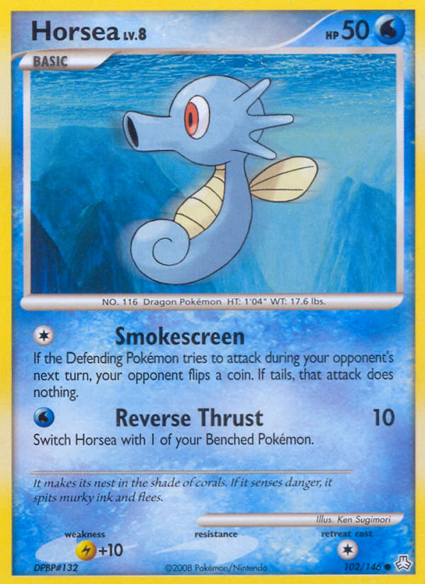 Horsea Pokemon card (102/146, Legends Awakened)