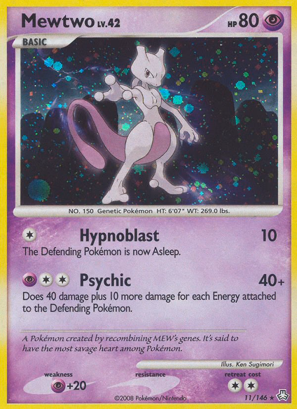 Mewtwo Pokemon card (11/146, Legends Awakened)