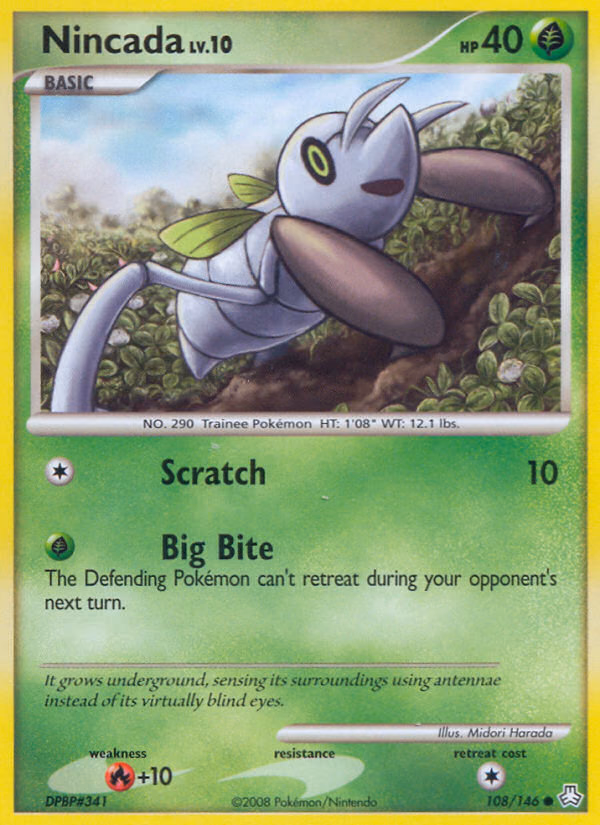 Nincada Pokemon card (108/146, Legends Awakened)