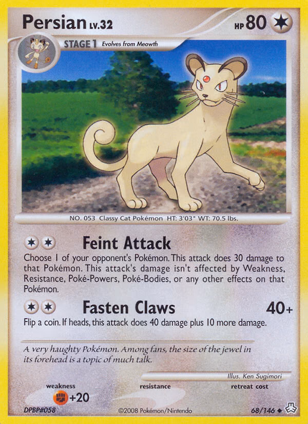 Persian Pokemon card (68/146, Legends Awakened)