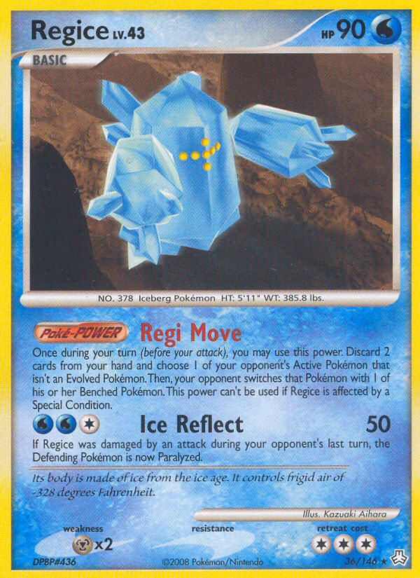 Regice Pokemon card (36/146, Legends Awakened)
