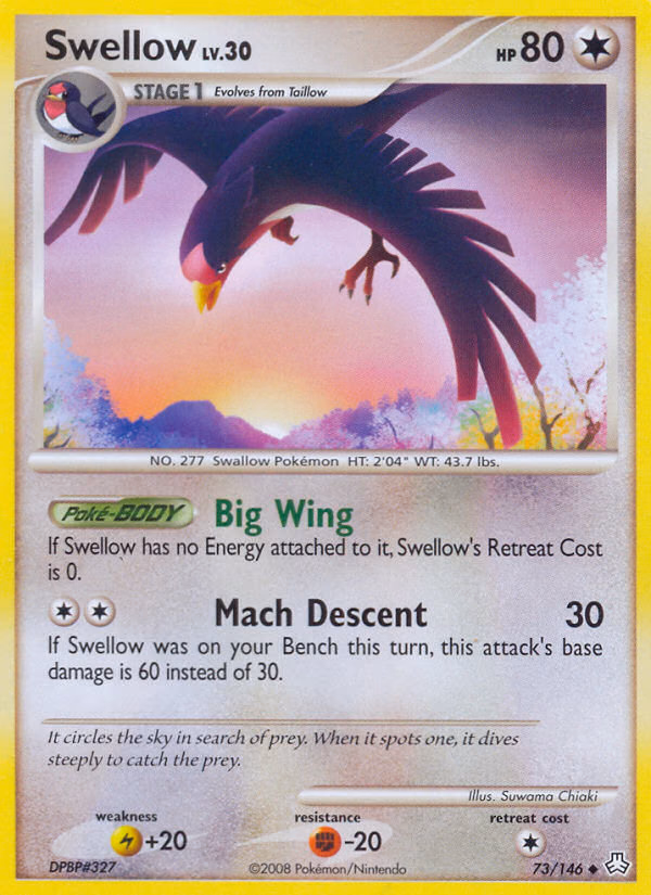 Swellow Pokemon card (73/146, Legends Awakened)