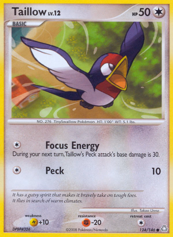Taillow Pokemon card (124/146, Legends Awakened)
