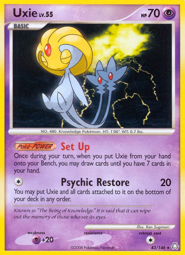 Uxie Pokemon card (43/146, Legends Awakened)