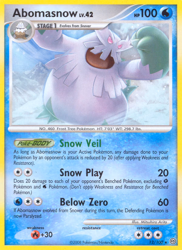 Abomasnow Pokemon card (12/100, Stormfront)