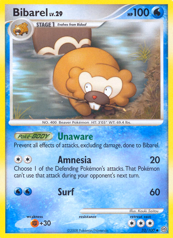 Bibarel Pokemon card (32/100, Stormfront)