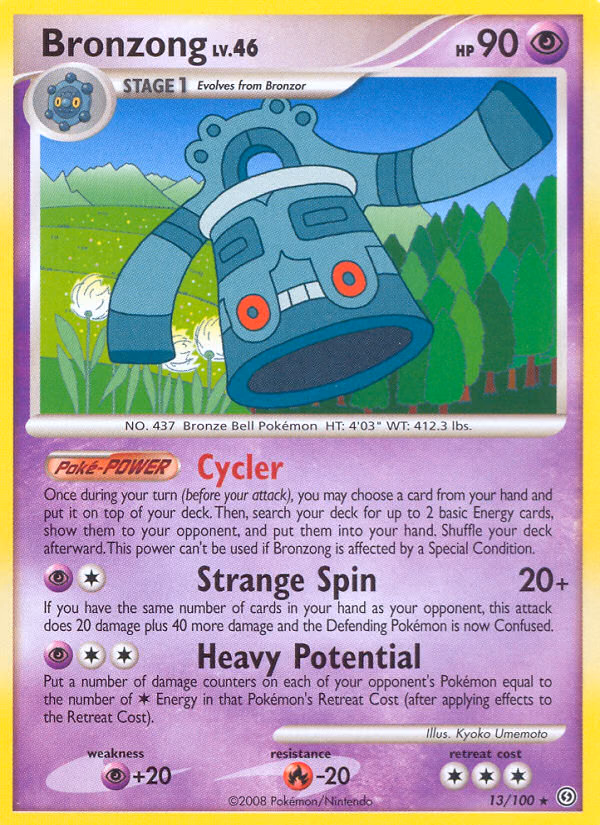 Bronzong Pokemon card (13/100, Stormfront)