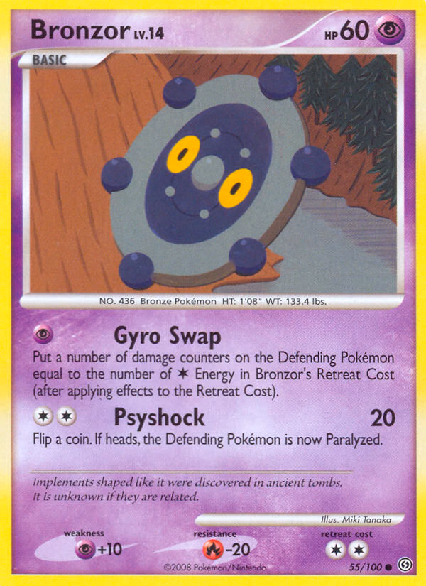 Bronzor Pokemon card (55/100, Stormfront)
