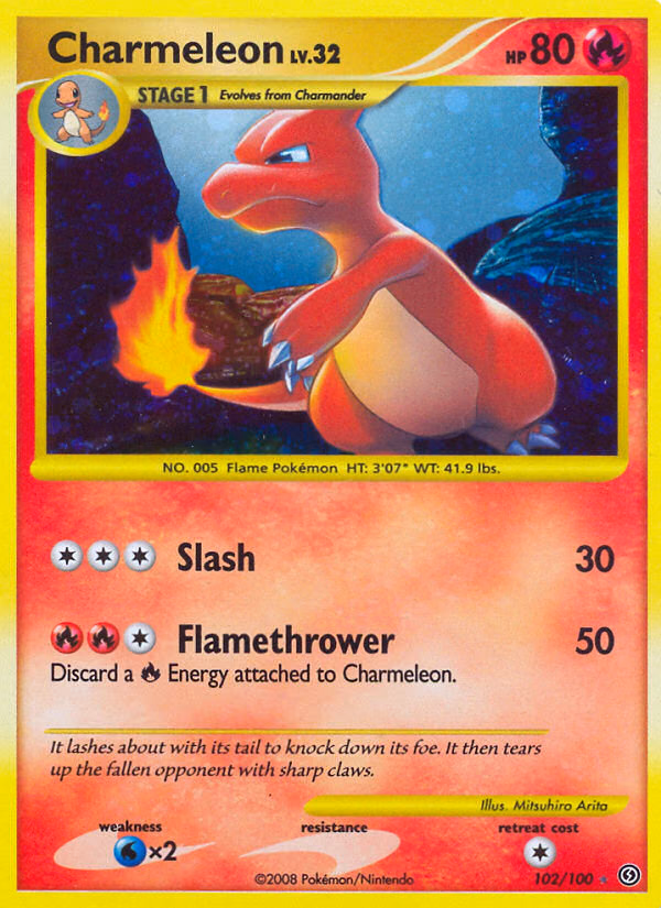 Charmeleon Pokemon card (102/100, Stormfront)