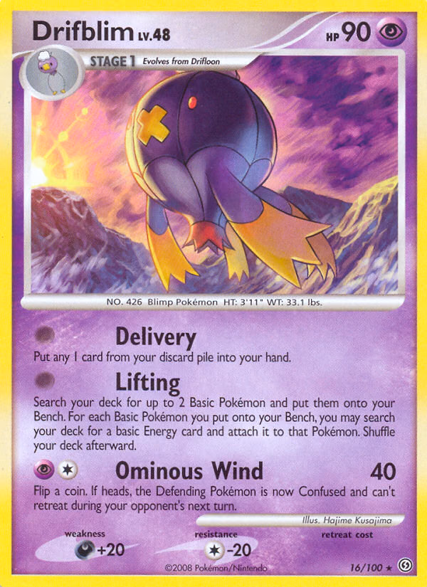 Drifblim Pokemon card (16/100, Stormfront)