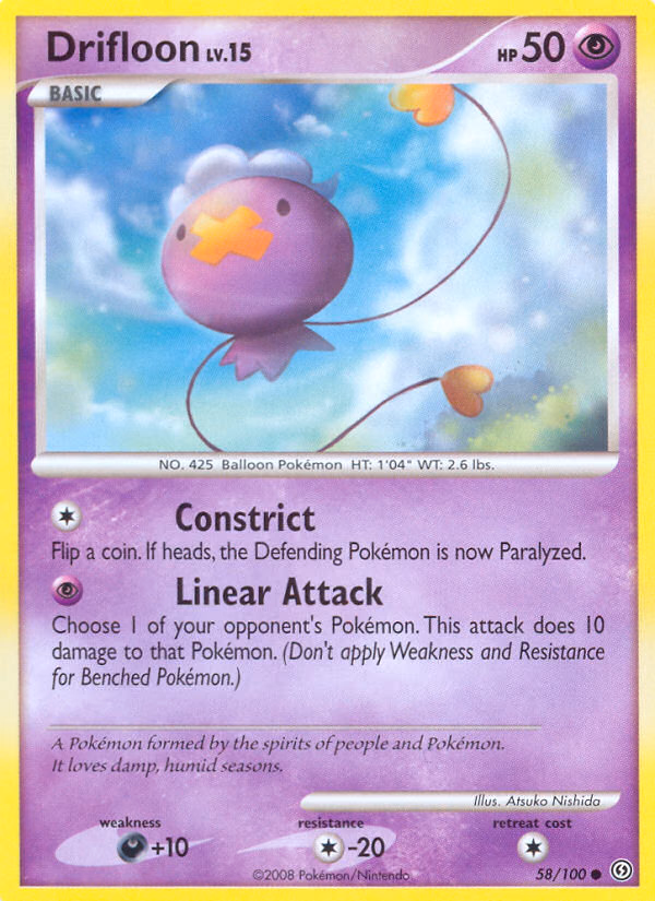 Drifloon Pokemon card (58/100, Stormfront)