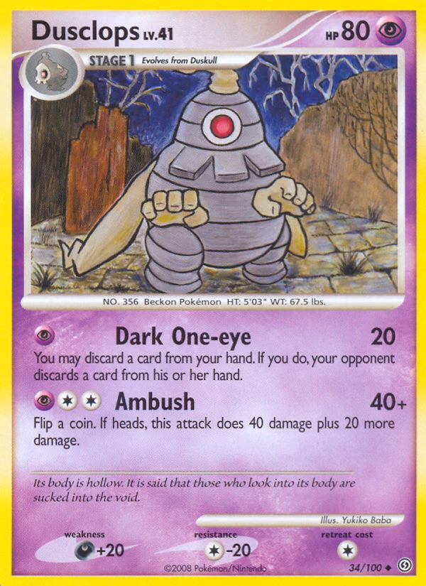 Dusclops Pokemon card (34/100, Stormfront)