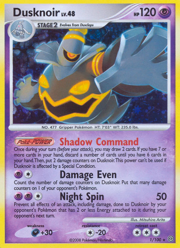 Dusknoir Pokemon card (1/100, Stormfront)