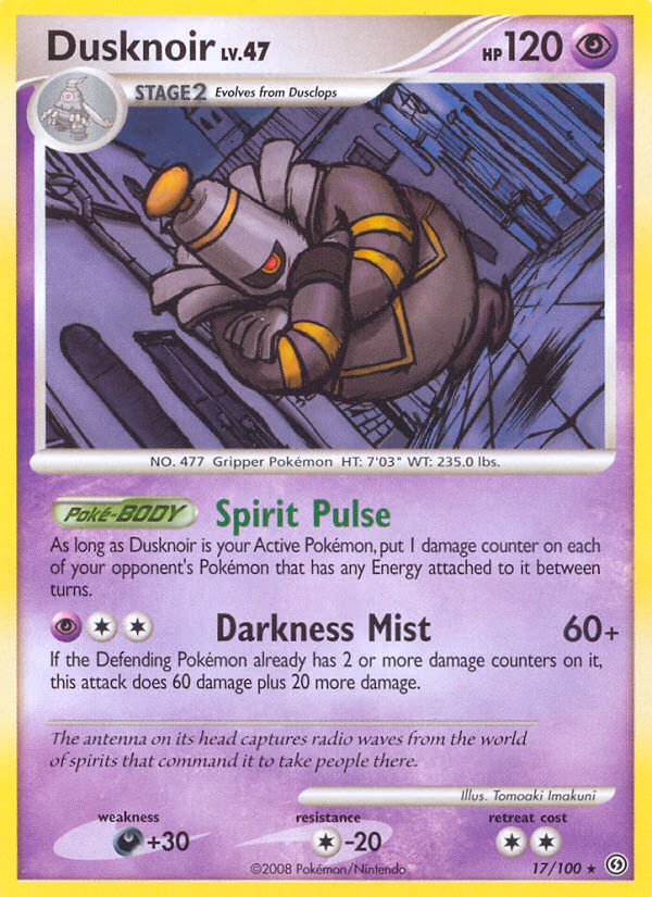 Dusknoir Pokemon card (17/100, Stormfront)