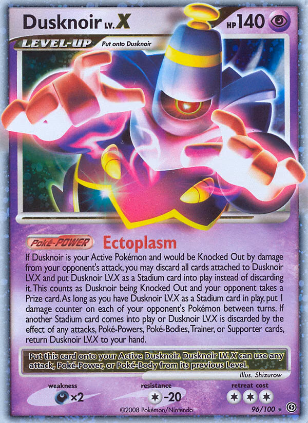 Dusknoir LV.X Pokemon card (96/100, Stormfront)