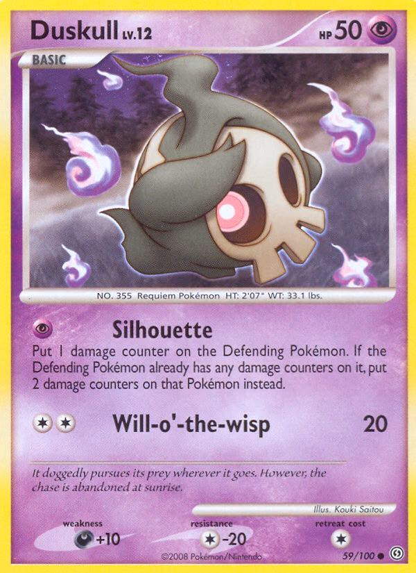 Duskull Pokemon card (59/100, Stormfront)