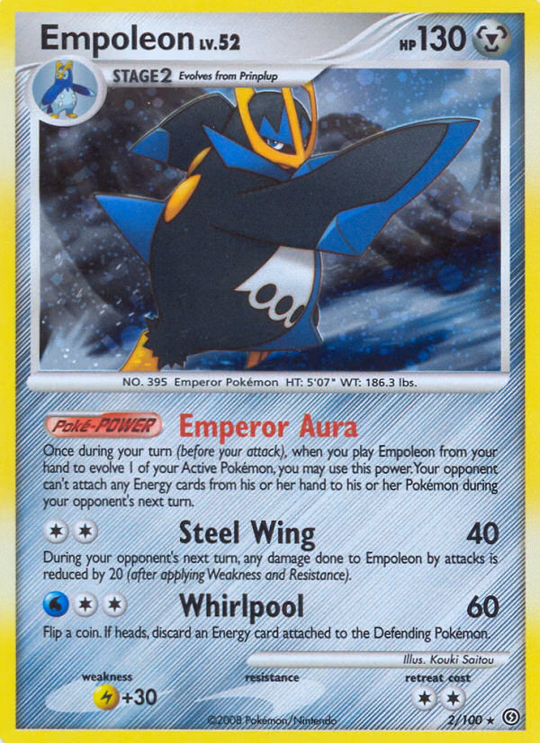 Empoleon Pokemon card (2/100, Stormfront)