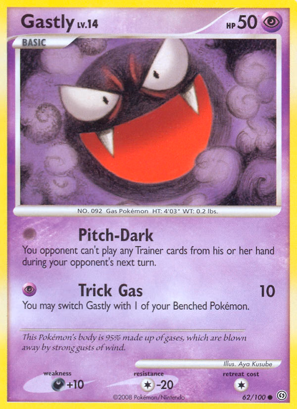 Gastly Pokemon card (62/100, Stormfront)