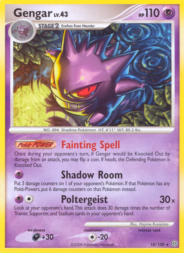Gengar Pokemon card (18/100, Stormfront)