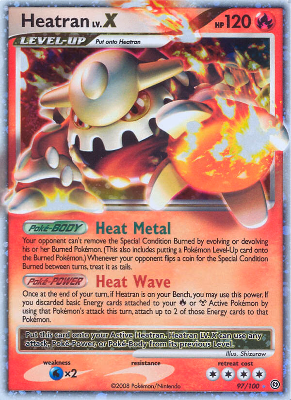 Heatran LV.X Pokemon card (97/100, Stormfront)