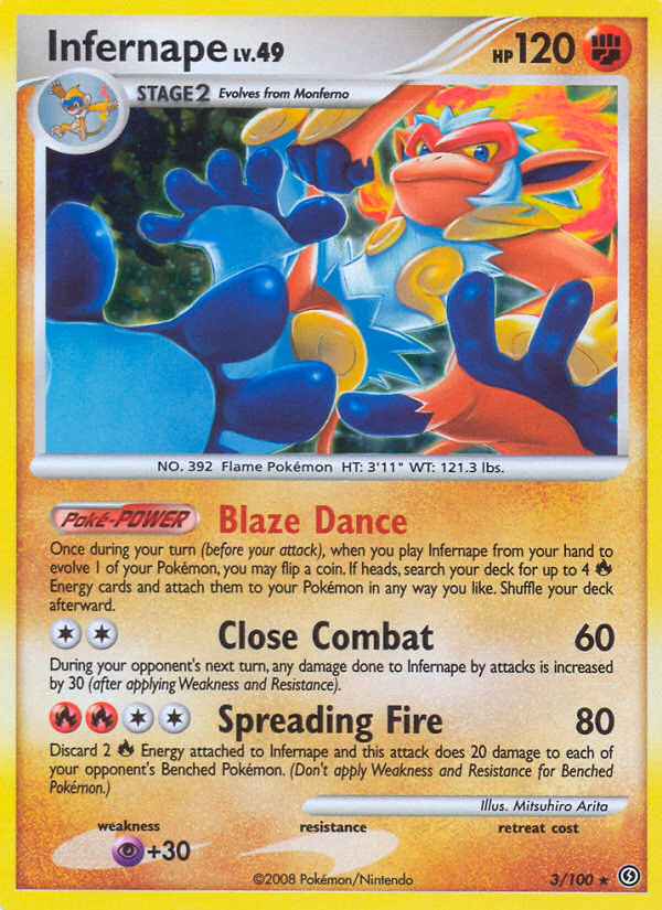 Infernape Pokemon card (3/100, Stormfront)