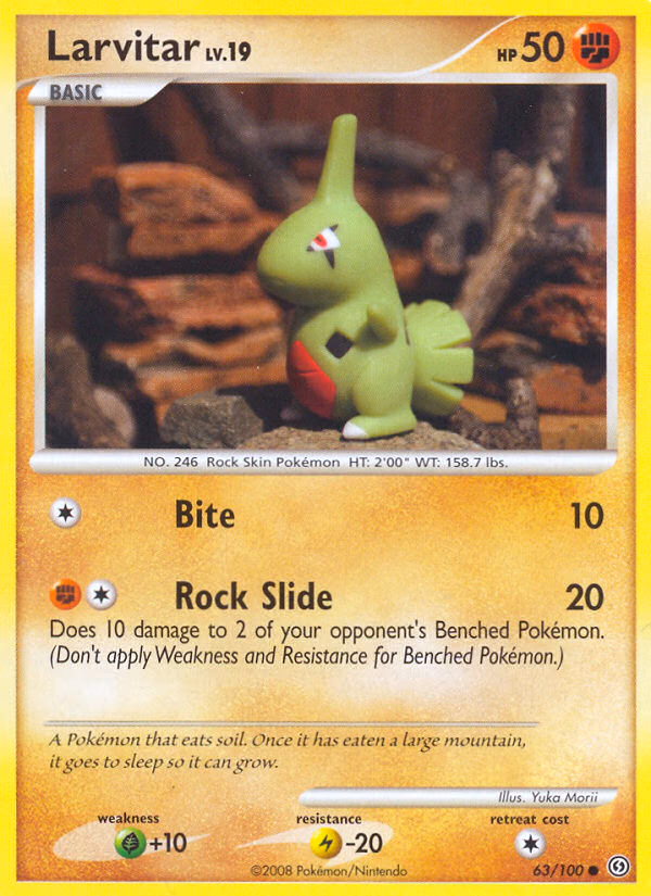 Larvitar Pokemon card (63/100, Stormfront)