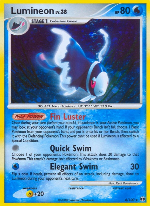 Lumineon Pokemon card (4/100, Stormfront)