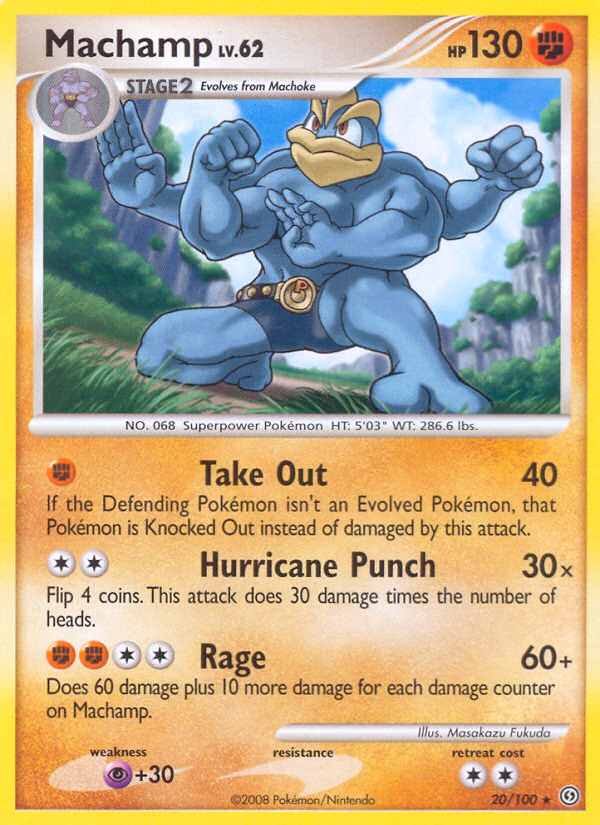 Machamp Pokemon card (20/100, Stormfront)