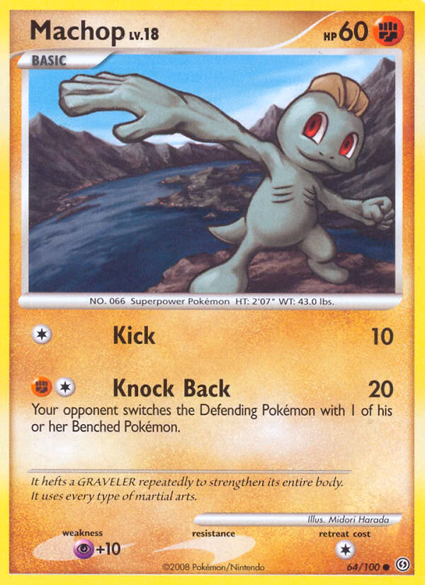 Machop Pokemon card (64/100, Stormfront)