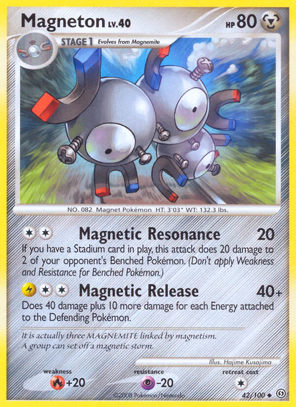 Magneton Pokemon card (42/100, Stormfront)