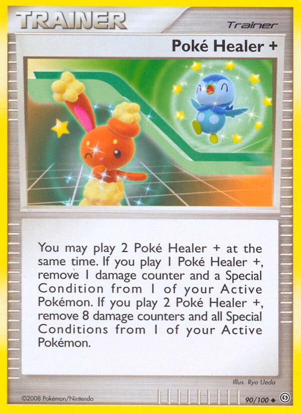 Poké Healer + Pokemon card (90/100, Stormfront)